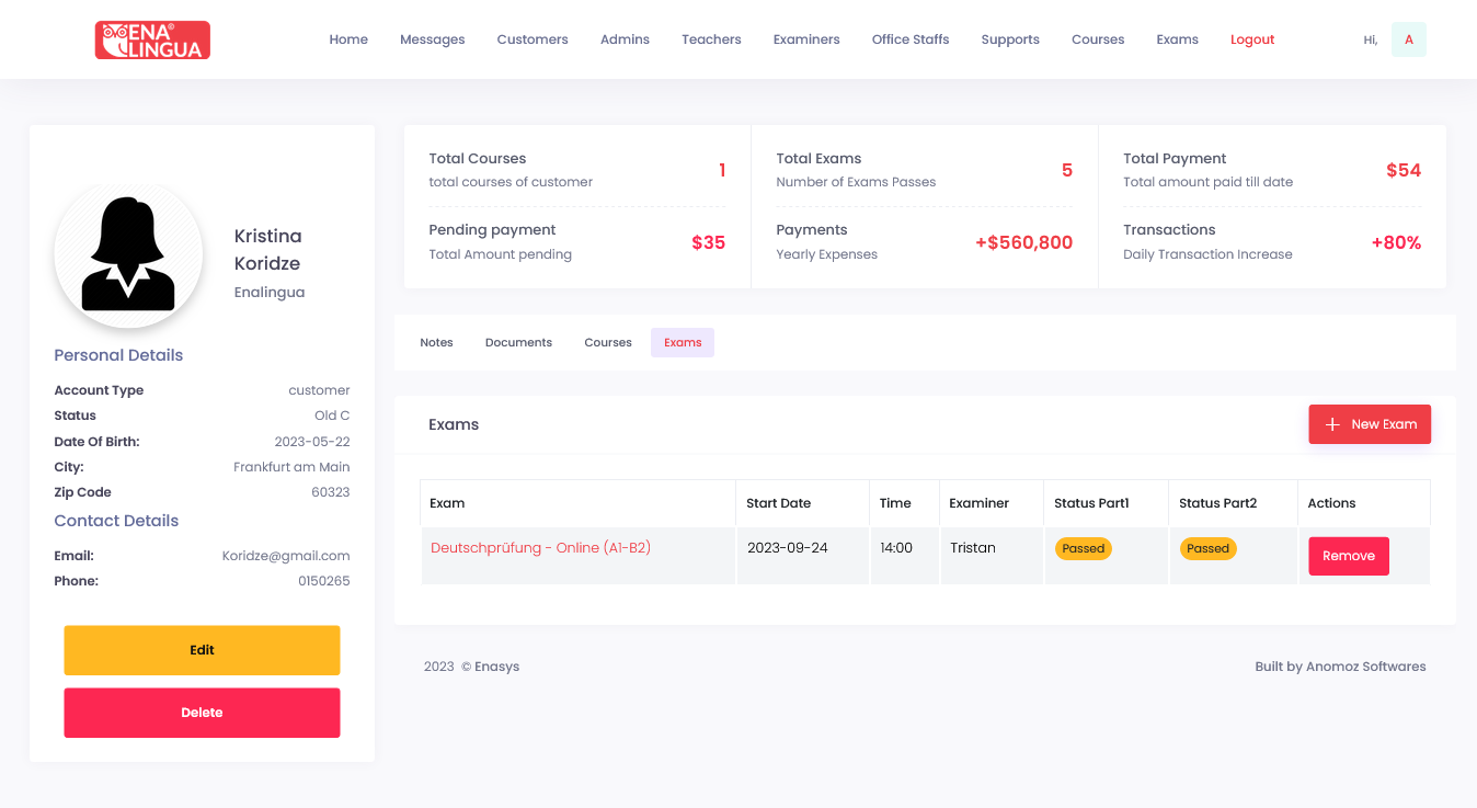 Marvin Enasys dashboard screenshot