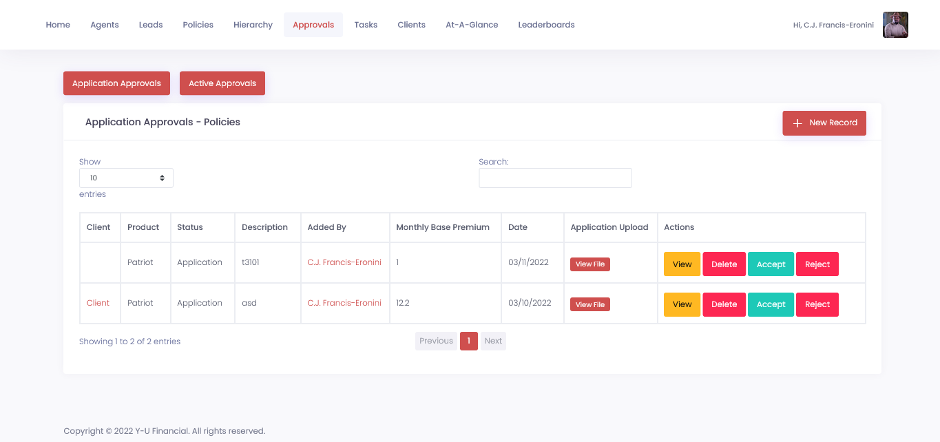 Zoho CRM dashboard screenshot